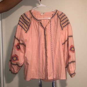 Pink Balloon sleeve top! Embroidered sleeves!